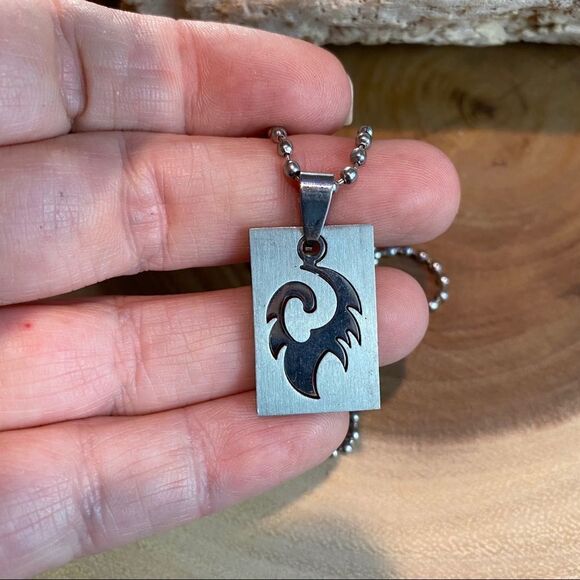 Stainless steel 3D Lazer Cut Mens Tag Necklace - Picture 2 of 4